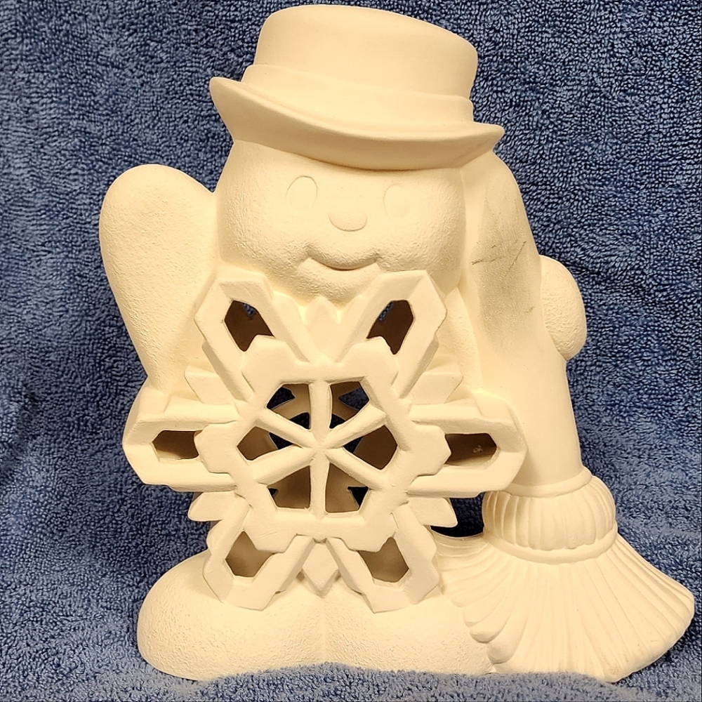 Bisque Tea Light Snowman, Ready to Paint or Glaze